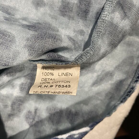 Bellambra Italy Linen Top Blue Tie-Dye Flowy Tank Beachy Resort Women's Sz S - Picture 4 of 7